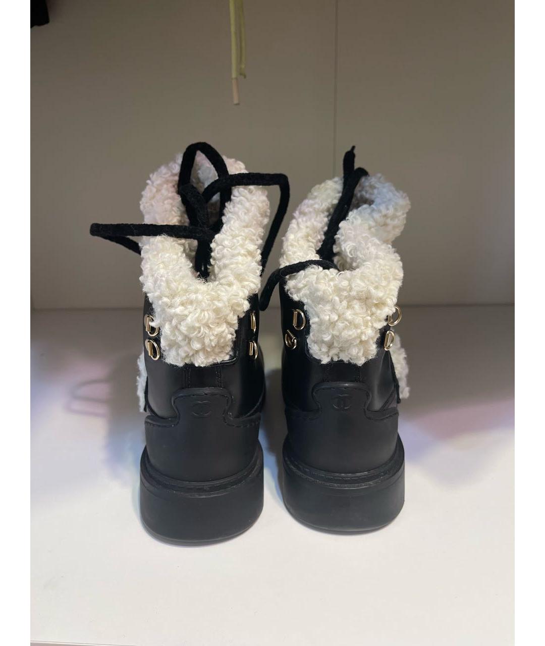 CHANEL Черные кожаные ботинки, фото 4