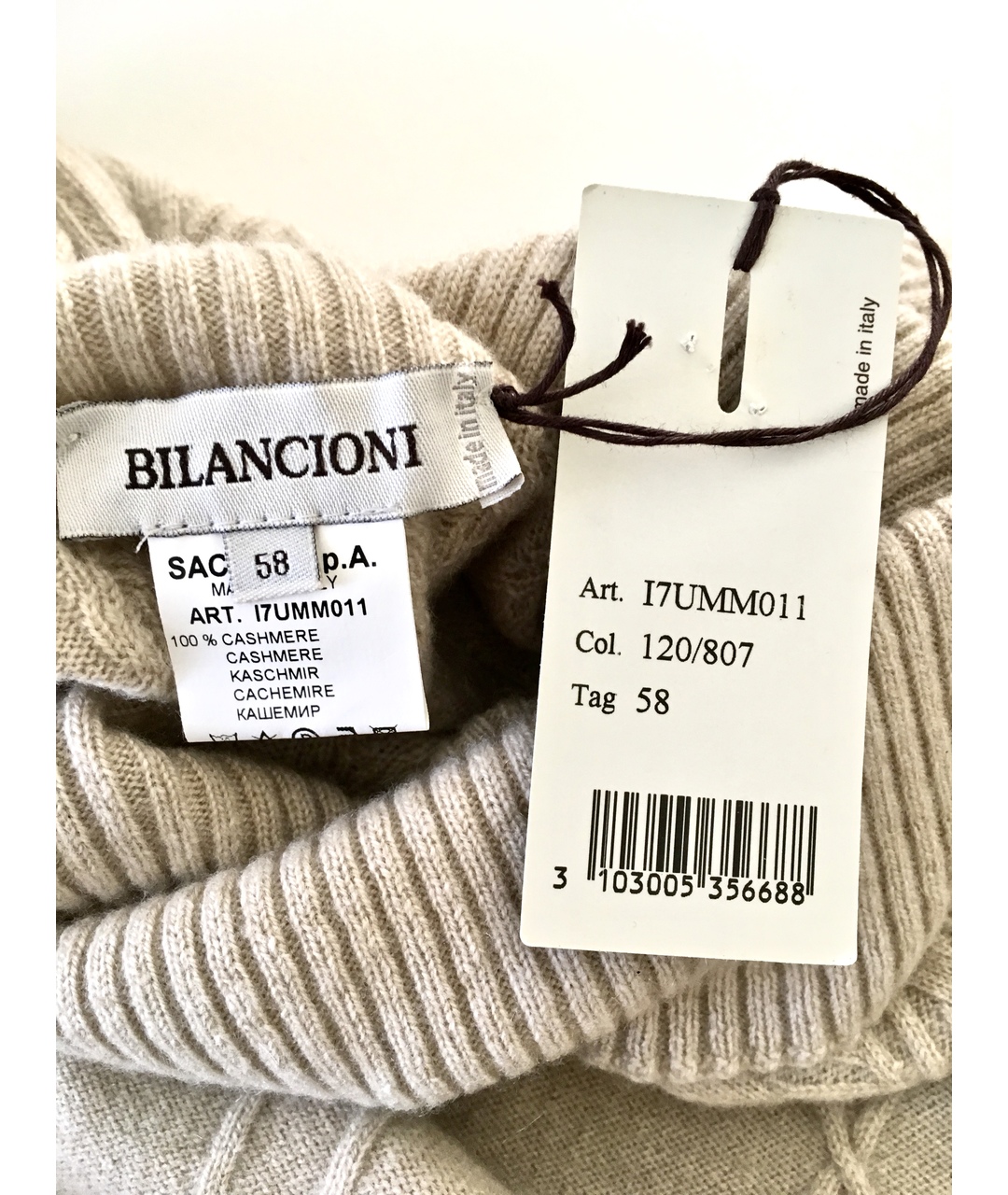 BILANCIONI Бежевый кашемировый джемпер / свитер, фото 4