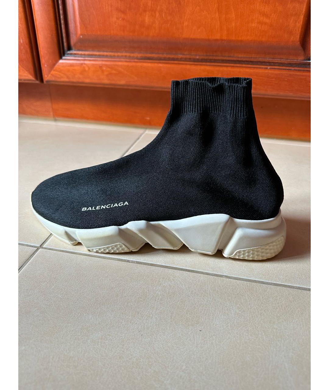 BALENCIAGA Черные текстильные высокие кроссовки / кеды, фото 8