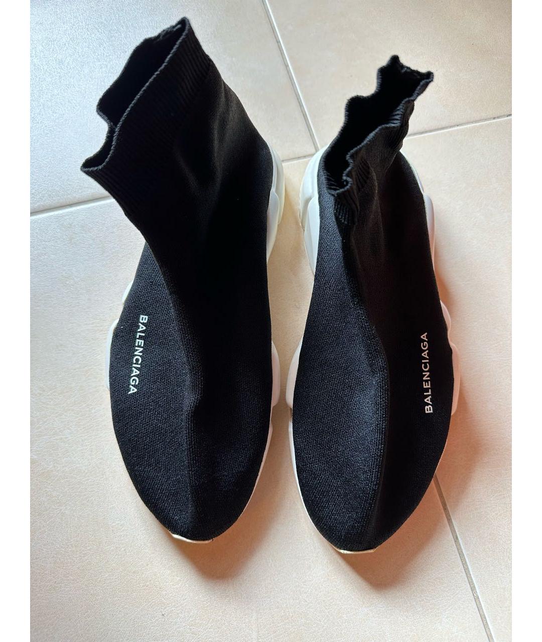BALENCIAGA Черные текстильные высокие кроссовки / кеды, фото 2