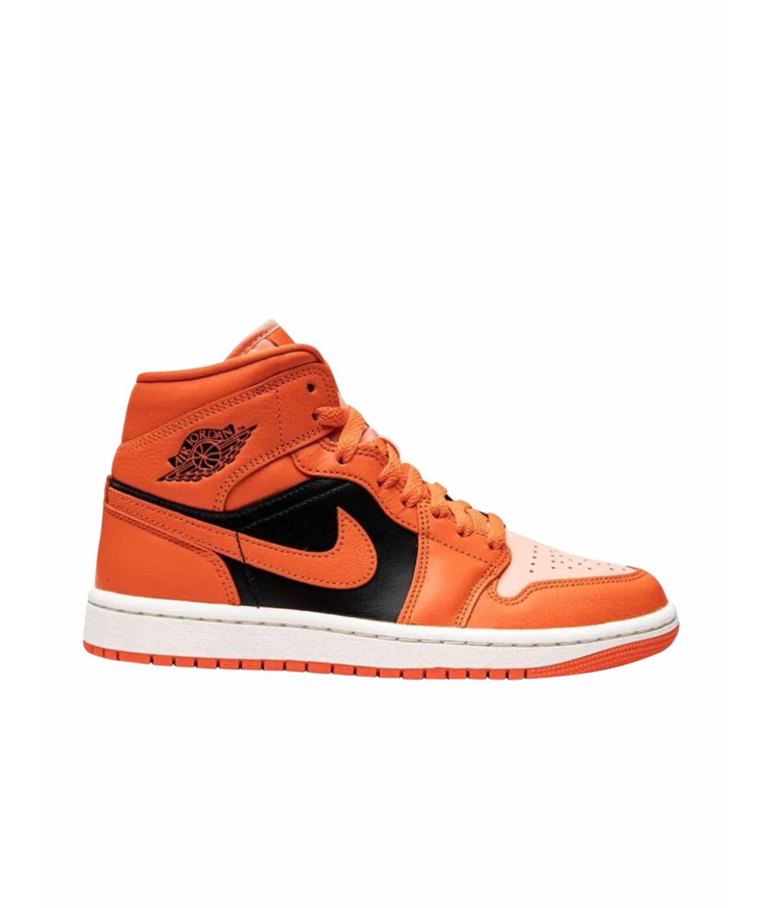 JORDAN Оранжевое кожаные кроссовки, фото 1