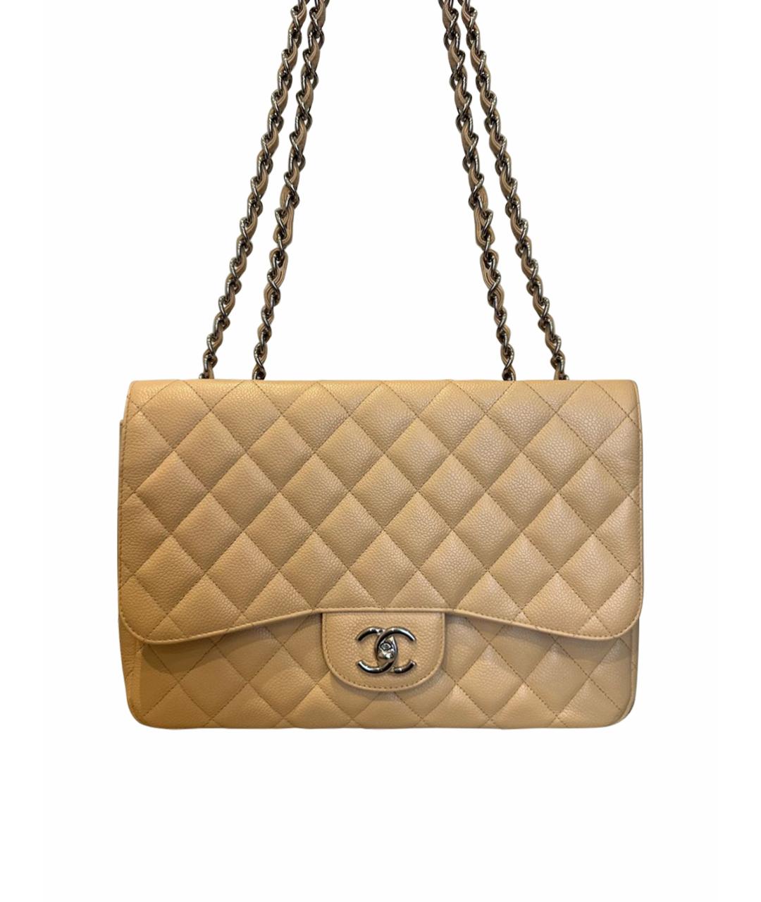 CHANEL Бежевая кожаная сумка через плечо, фото 1