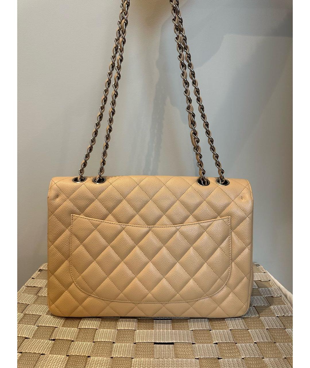 CHANEL Бежевая кожаная сумка через плечо, фото 3