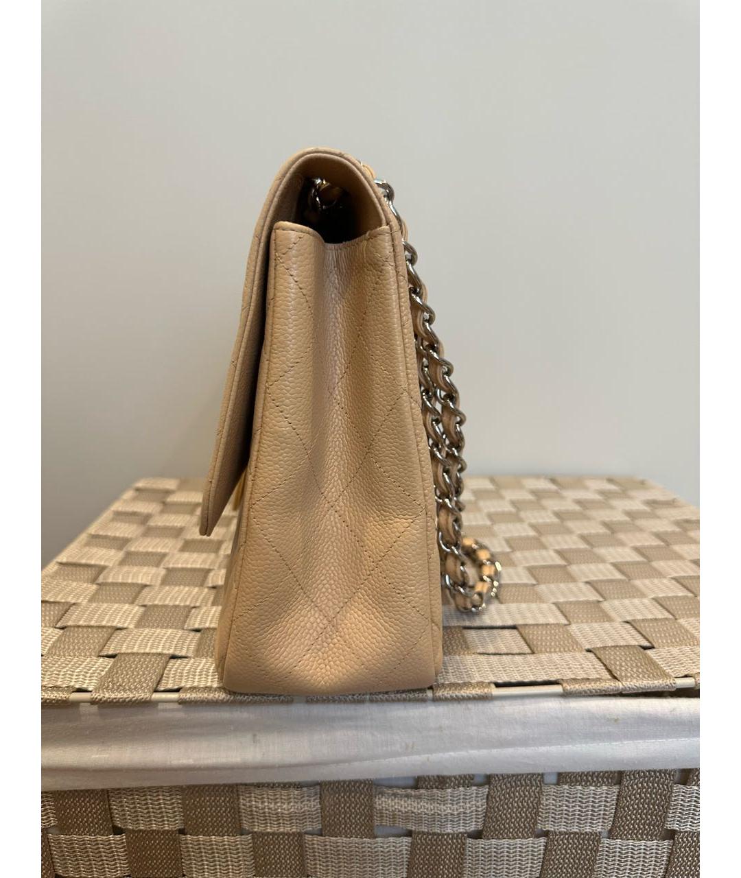 CHANEL Бежевая кожаная сумка через плечо, фото 6