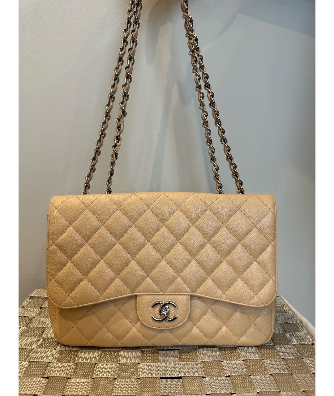 CHANEL Бежевая кожаная сумка через плечо, фото 9