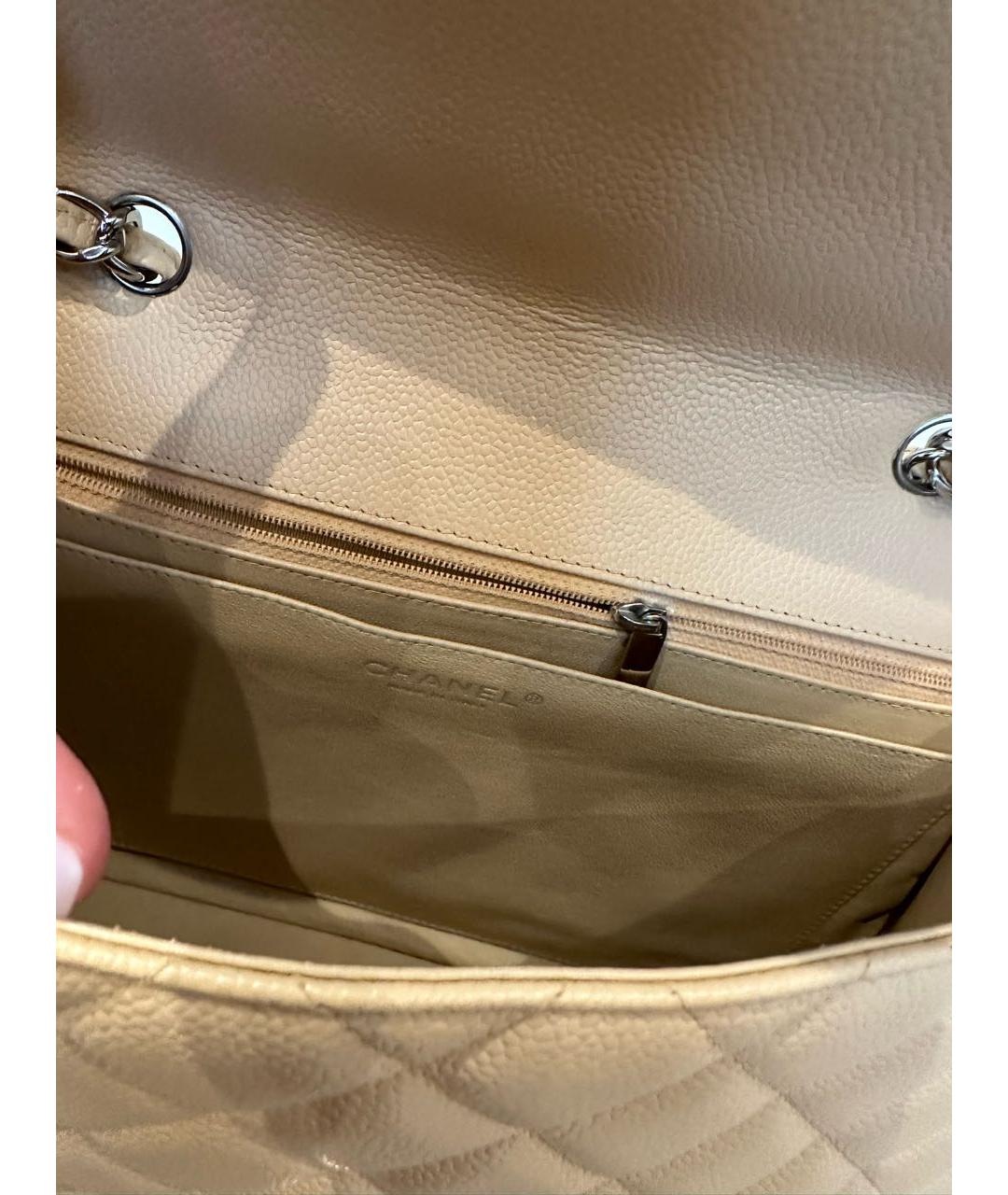 CHANEL Бежевая кожаная сумка через плечо, фото 4