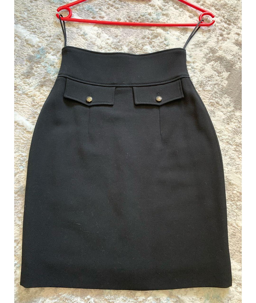 SAINT LAURENT Черная шерстяная юбка мини, фото 6