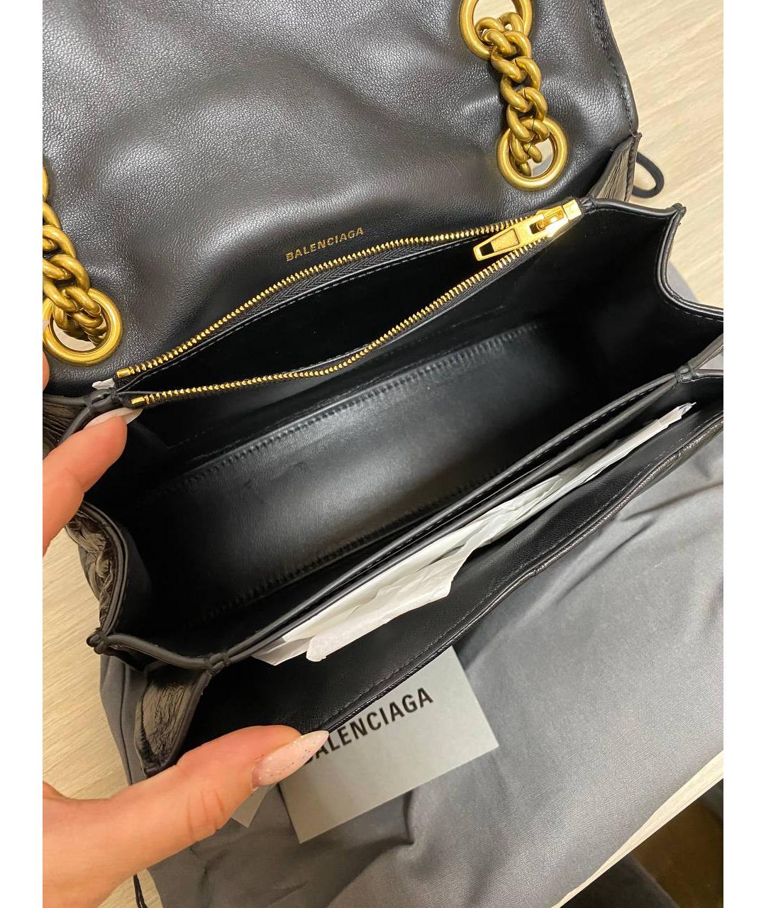 BALENCIAGA Черная кожаная сумка через плечо, фото 4