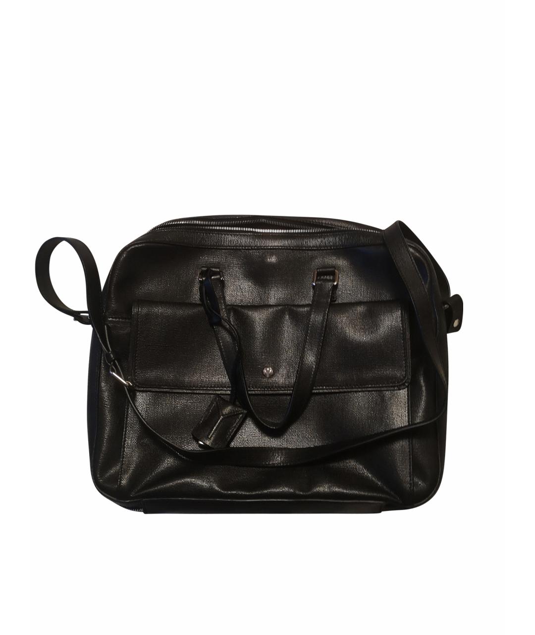 SAINT LAURENT Черная кожаная сумка с короткими ручками, фото 1