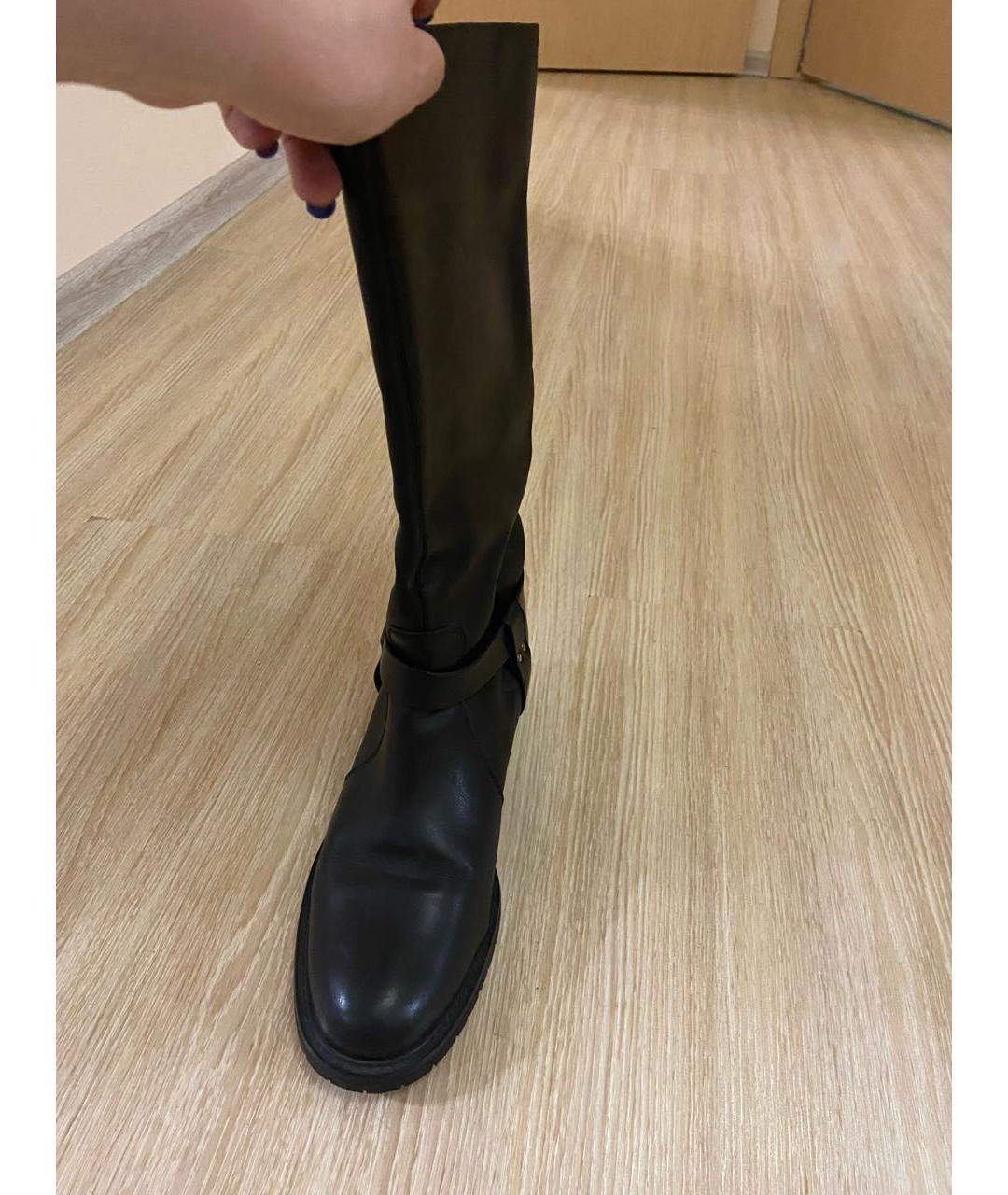 FERRAGAMO Черные кожаные сапоги, фото 2