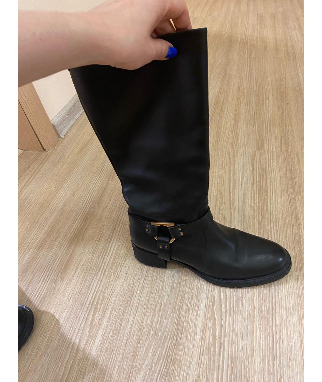 FERRAGAMO Черные кожаные сапоги, фото 5