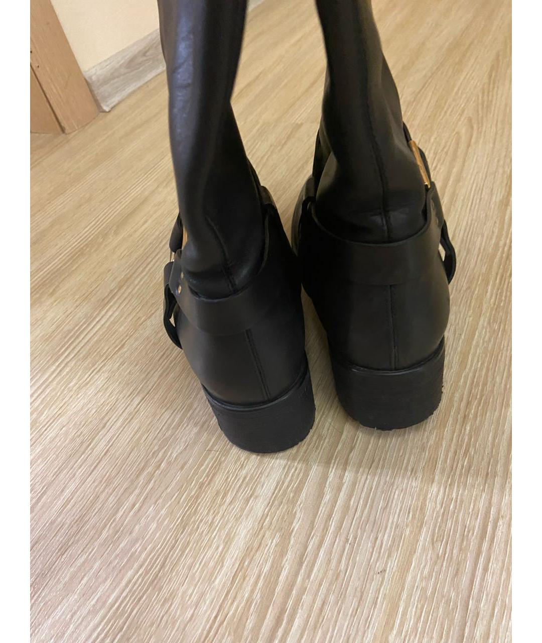 FERRAGAMO Черные кожаные сапоги, фото 4