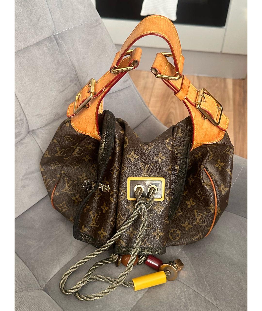 LOUIS VUITTON Коричневая кожаная сумка с короткими ручками, фото 8