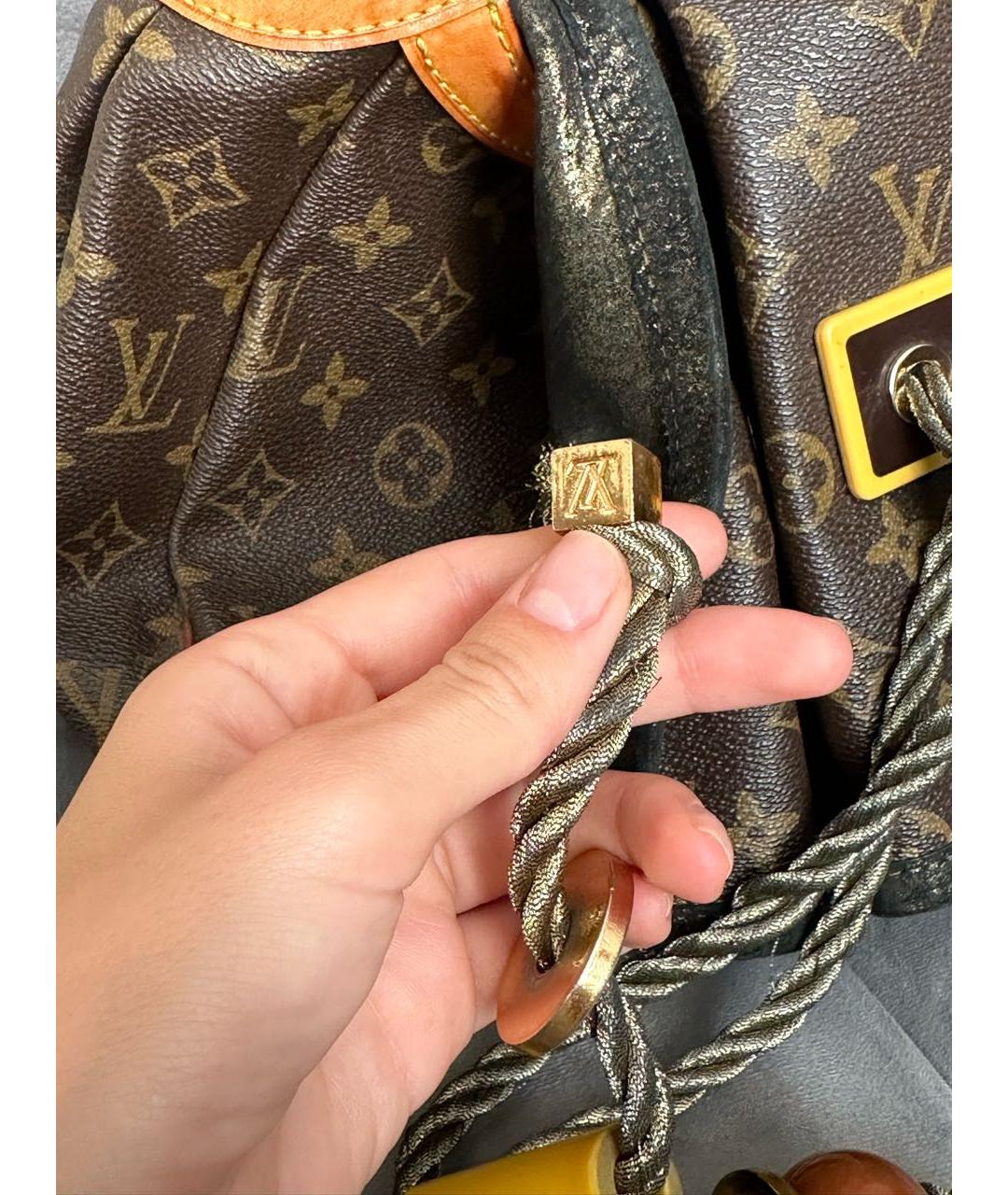 LOUIS VUITTON Коричневая кожаная сумка с короткими ручками, фото 6