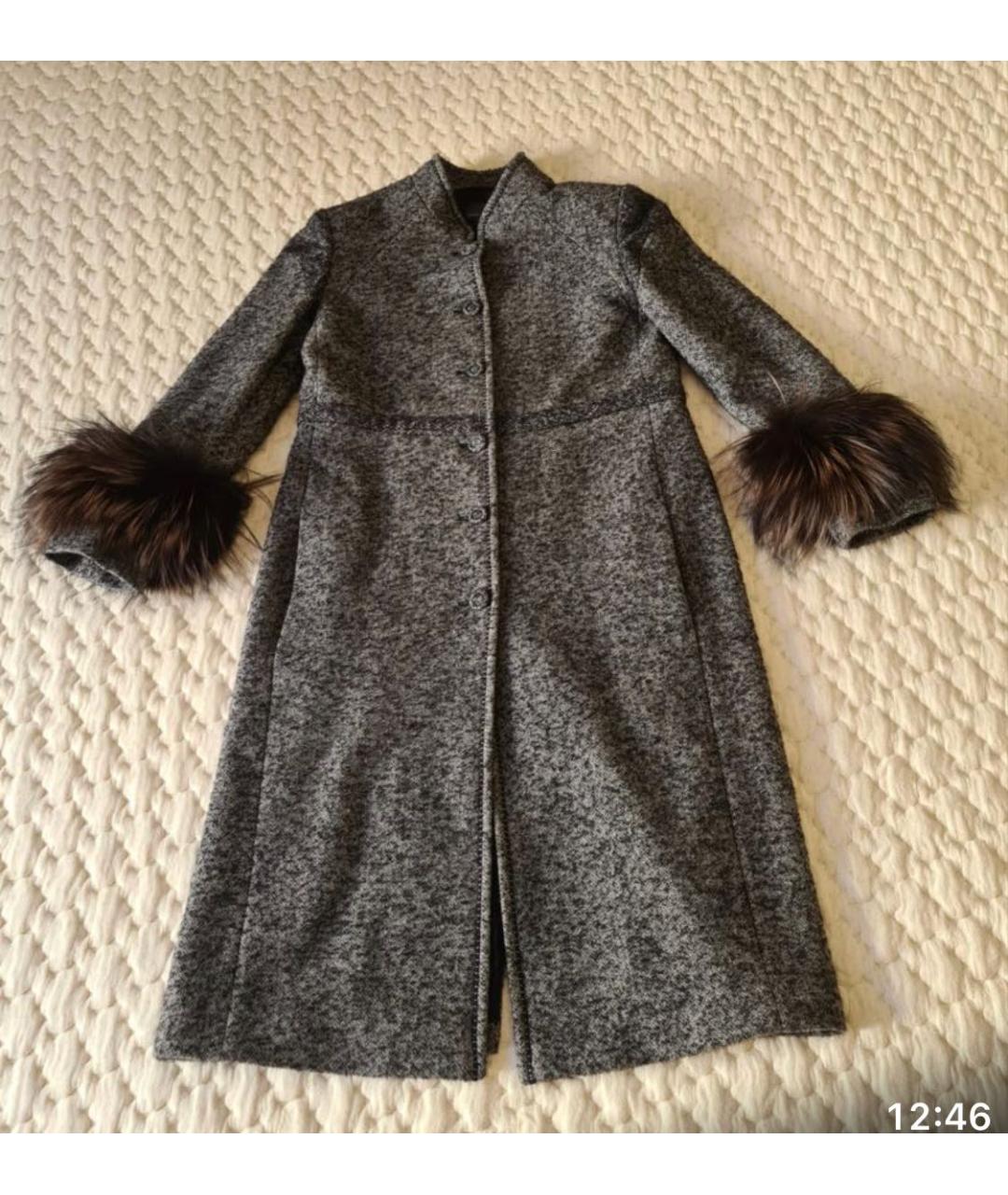 FENDI Серое шерстяное пальто, фото 5