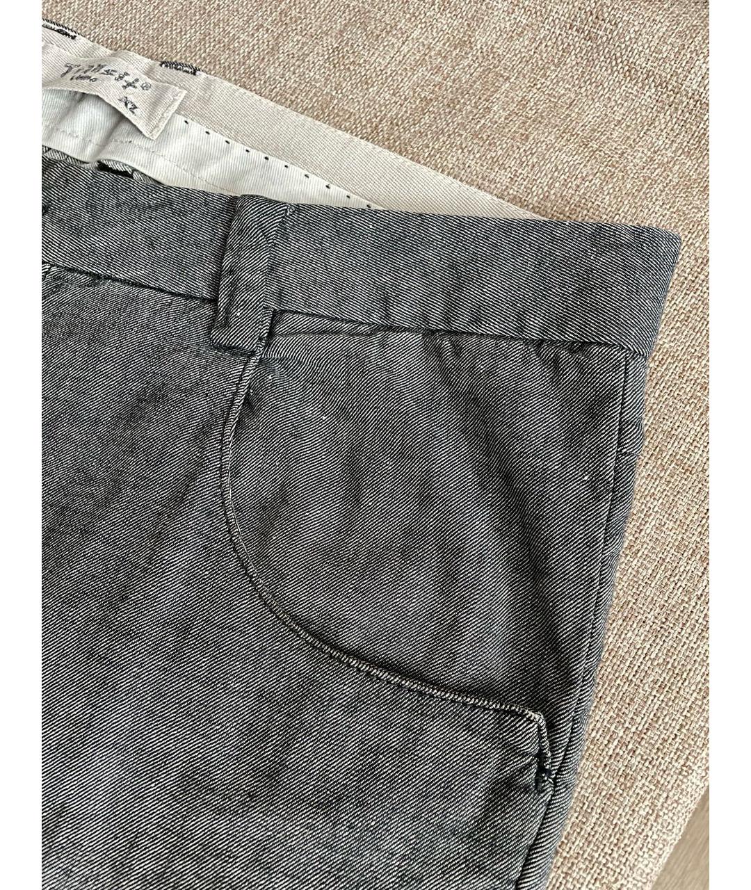 TRANSIT Серебряные льняные повседневные брюки, фото 5