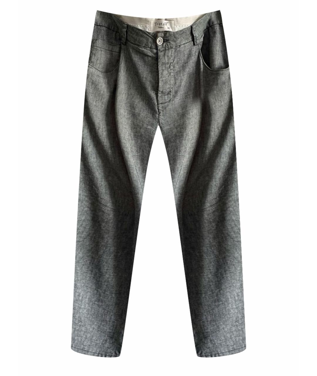 TRANSIT Серебряные льняные повседневные брюки, фото 1