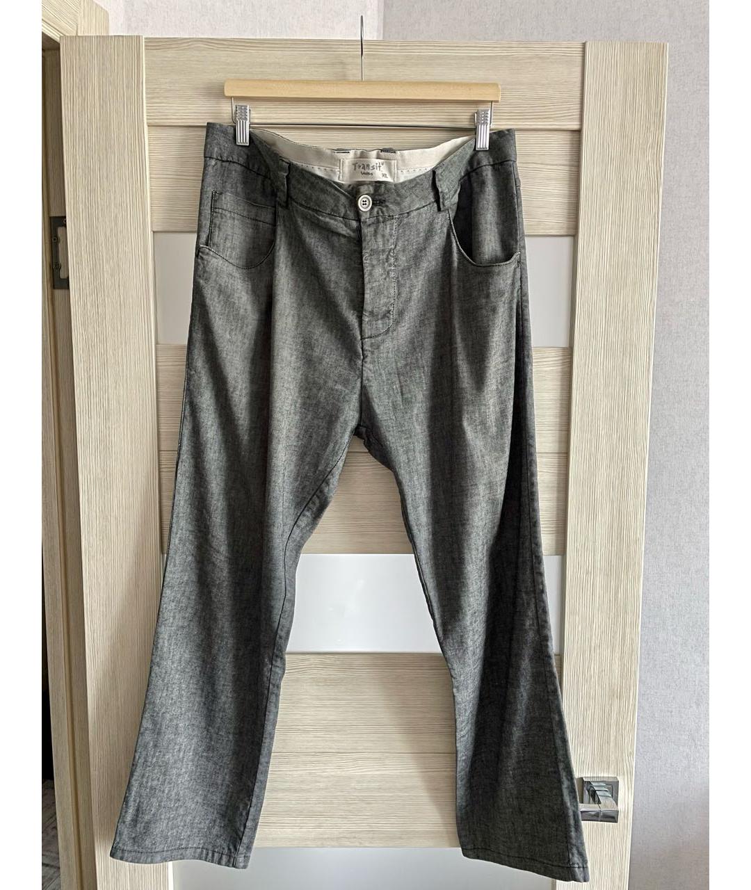 TRANSIT Серебряные льняные повседневные брюки, фото 9