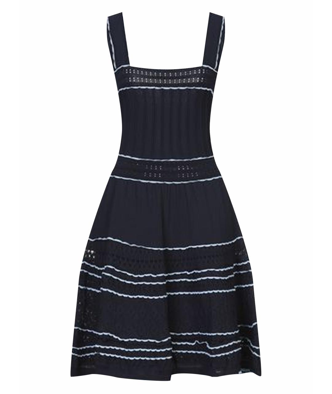 SANDRO Темно-синее вискозное коктейльное платье, фото 1