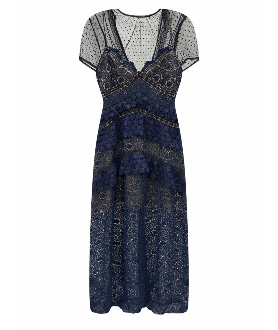 SELF-PORTRAIT Темно-синее кружевное коктейльное платье, фото 1