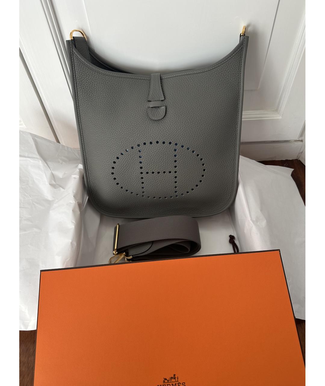 HERMES Серая кожаная сумка через плечо, фото 2