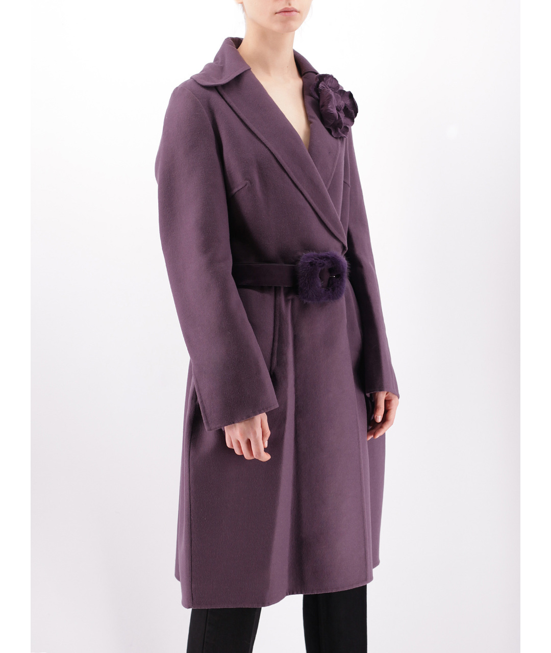 ERMANNO SCERVINO Фиолетовое шерстяное пальто, фото 2