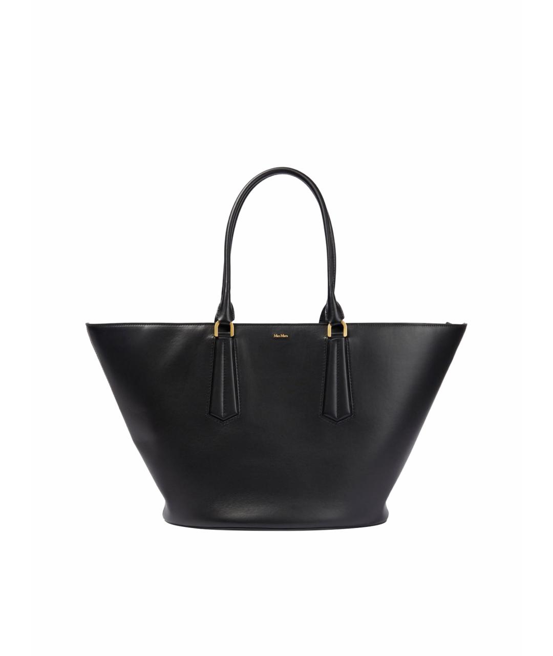 MAX MARA Черная кожаная сумка тоут, фото 1