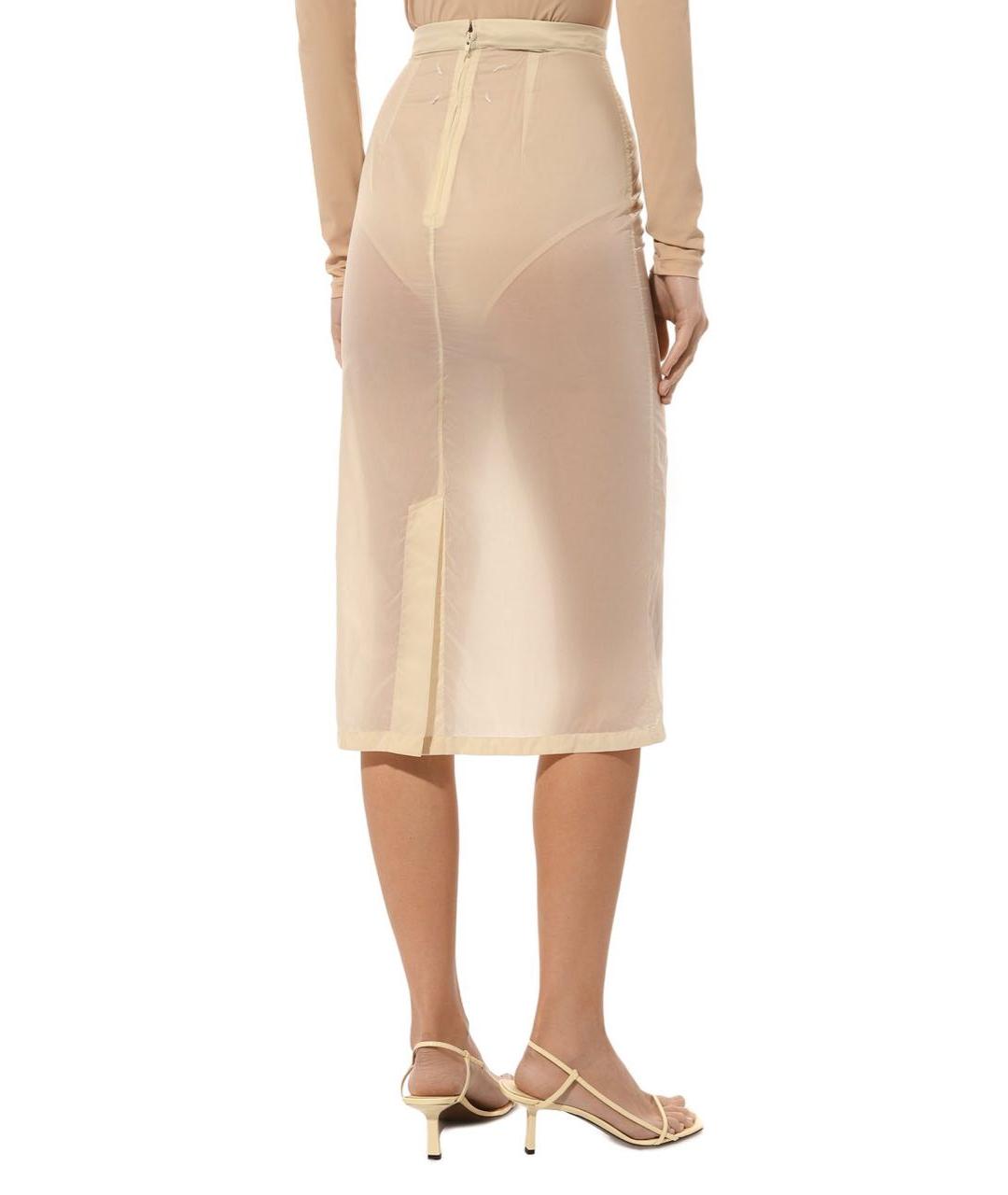 MAISON MARGIELA Бежевая полиэстеровая юбка миди, фото 3