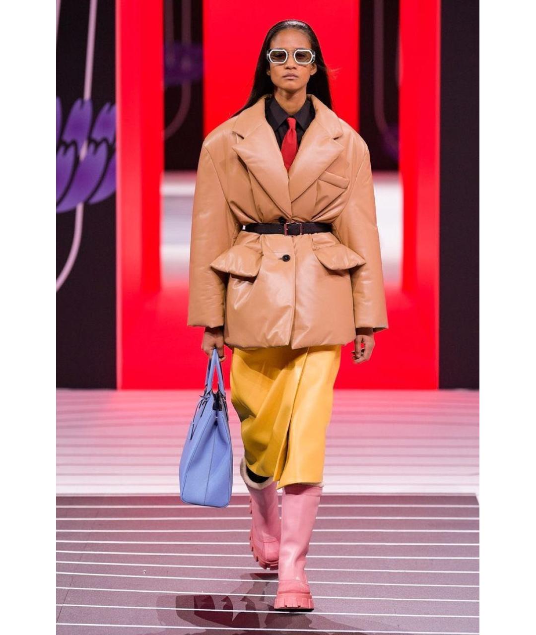 PRADA Бежевый кожаный пуховик, фото 6