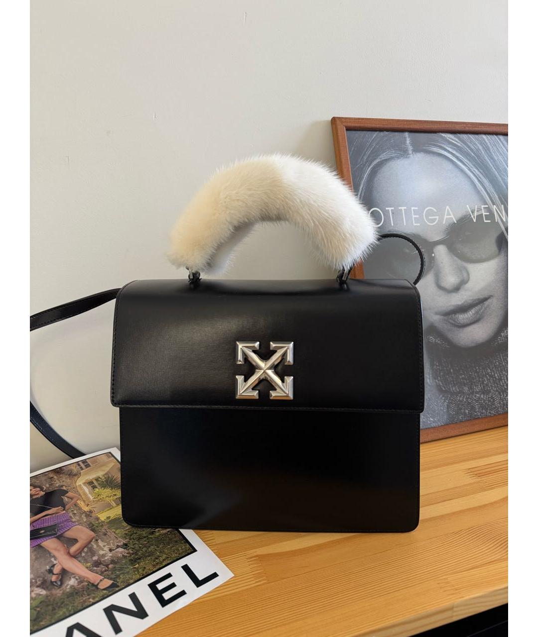 OFF-WHITE Черная кожаная сумка через плечо, фото 2