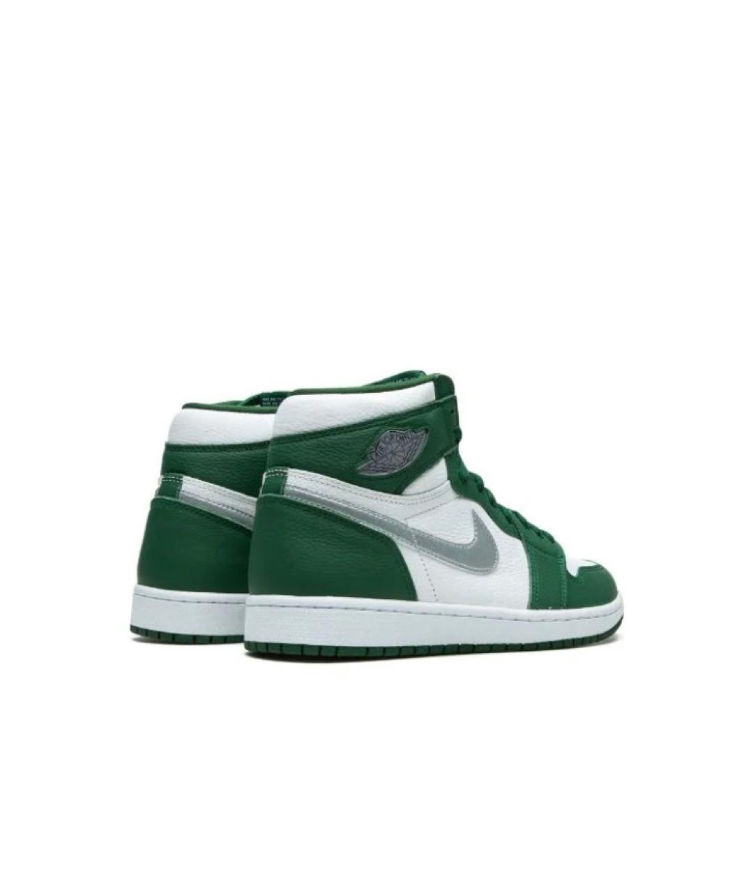 JORDAN Зеленые кожаные высокие кроссовки / кеды, фото 3