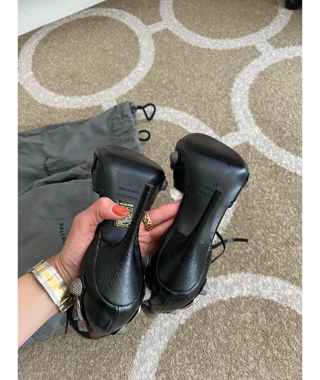 BALENCIAGA Черные кожаные босоножки, фото 8