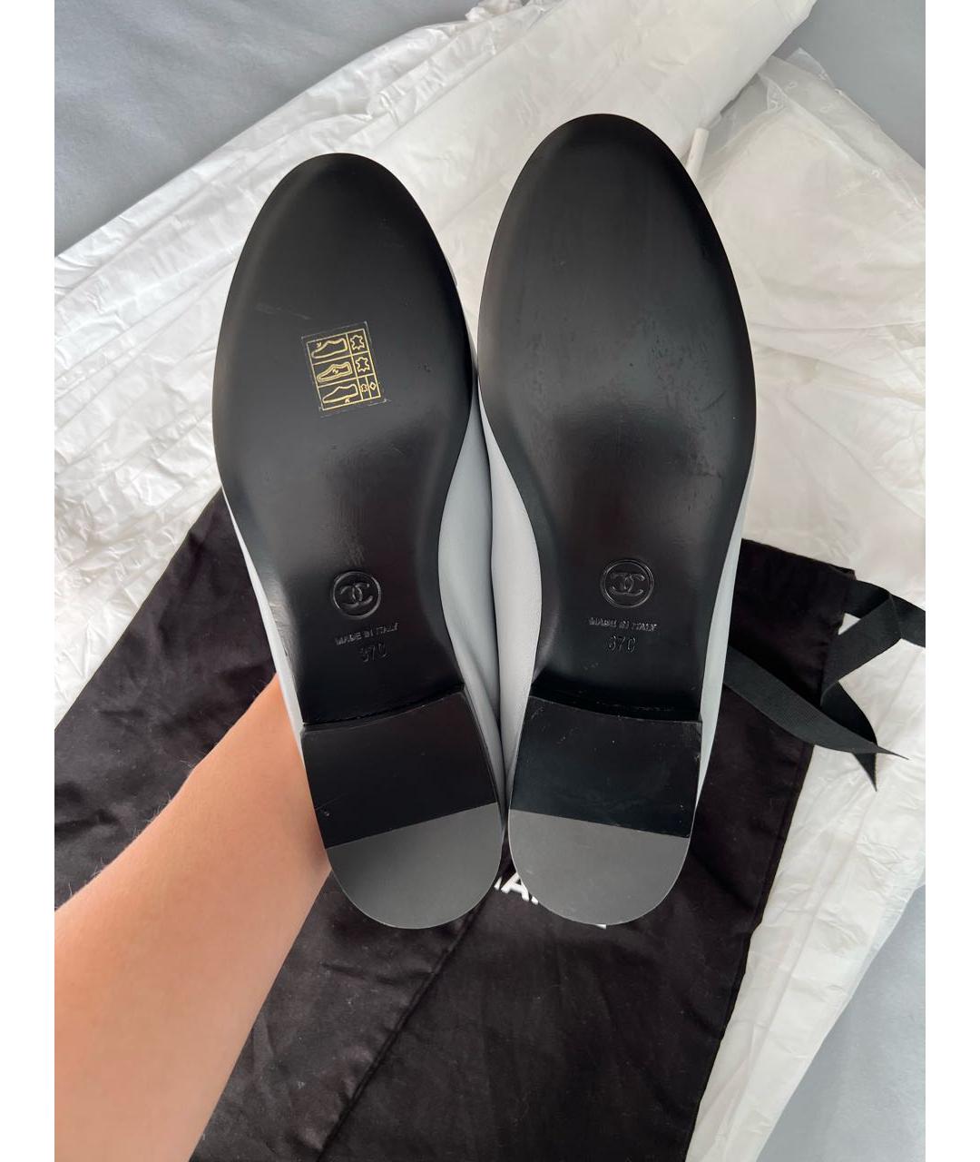 CHANEL Серые кожаные балетки, фото 6