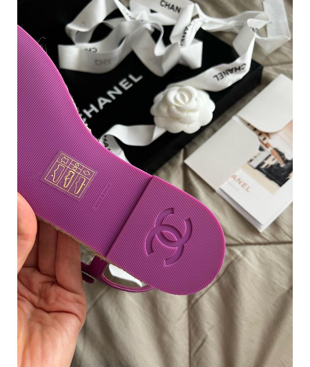 CHANEL Фуксия кожаные сандалии, фото 5
