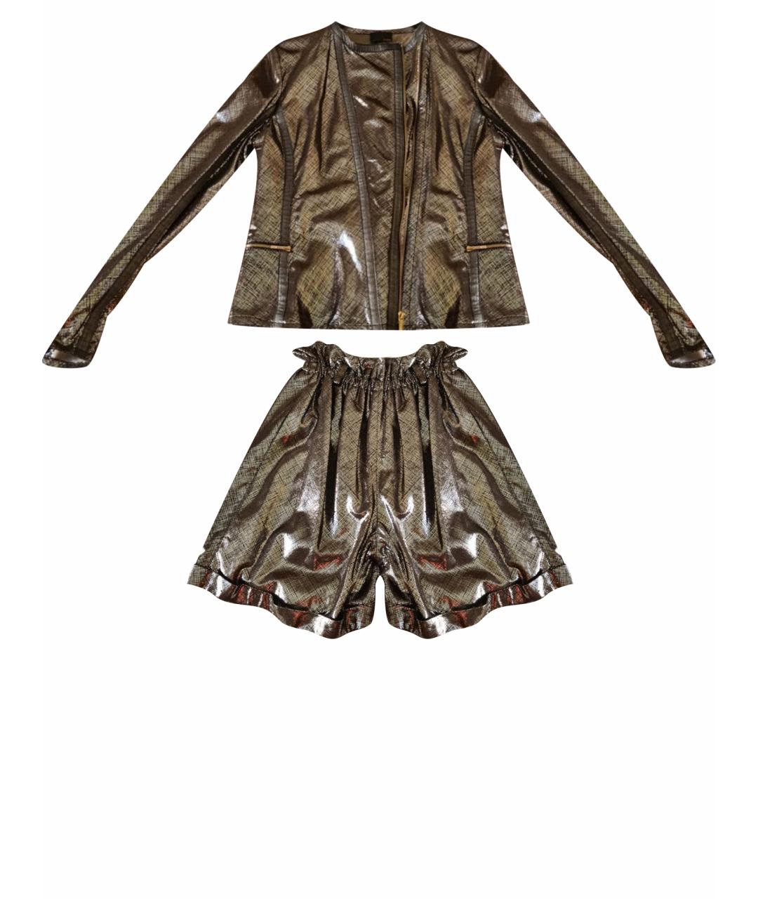 FENDI Серебрянный кожаный костюм с брюками, фото 1