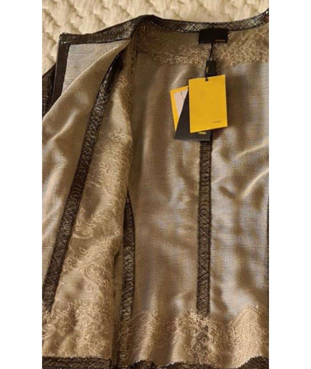 FENDI Серебрянный кожаный костюм с брюками, фото 3