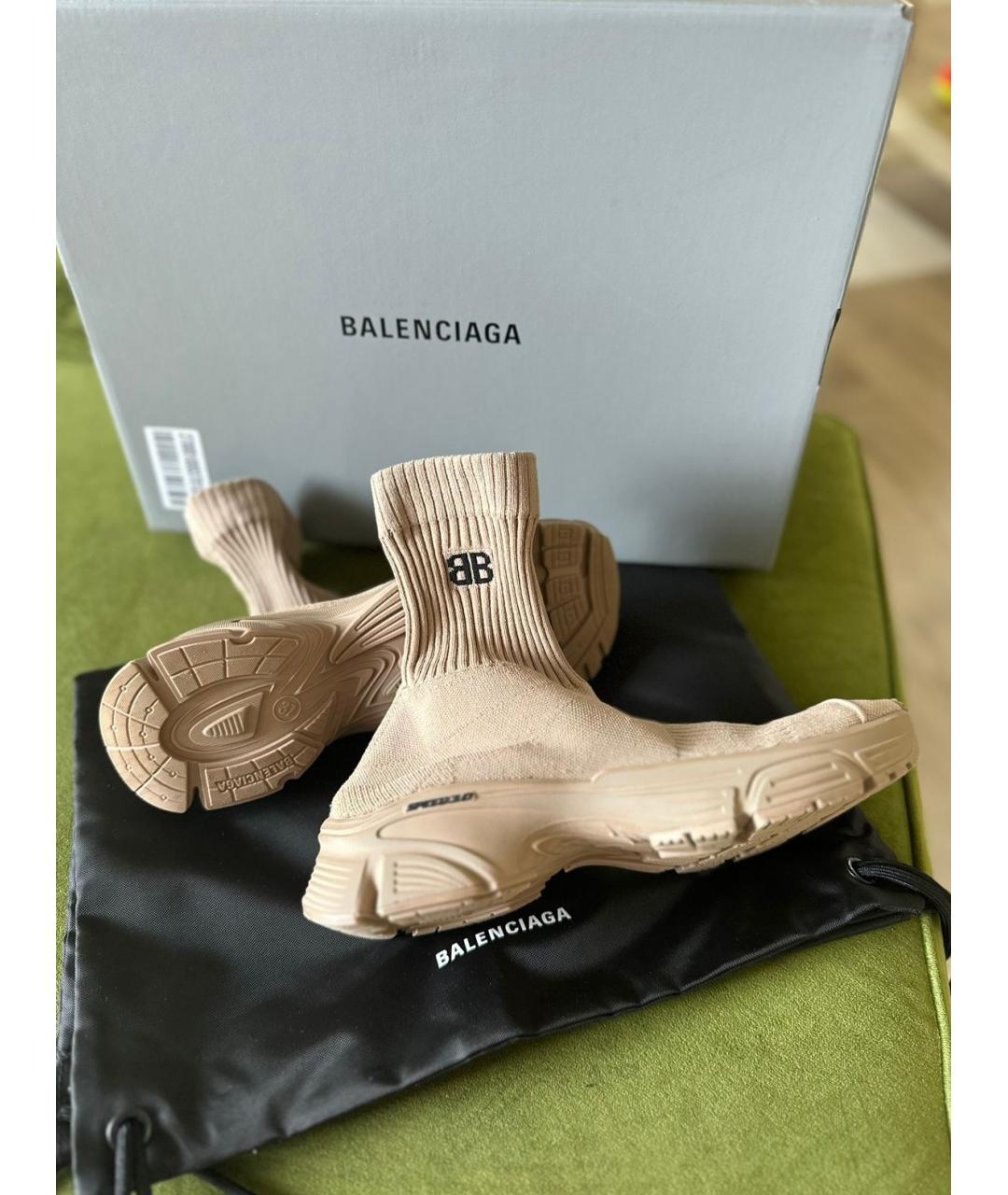 BALENCIAGA Бежевые текстильные кроссовки, фото 3