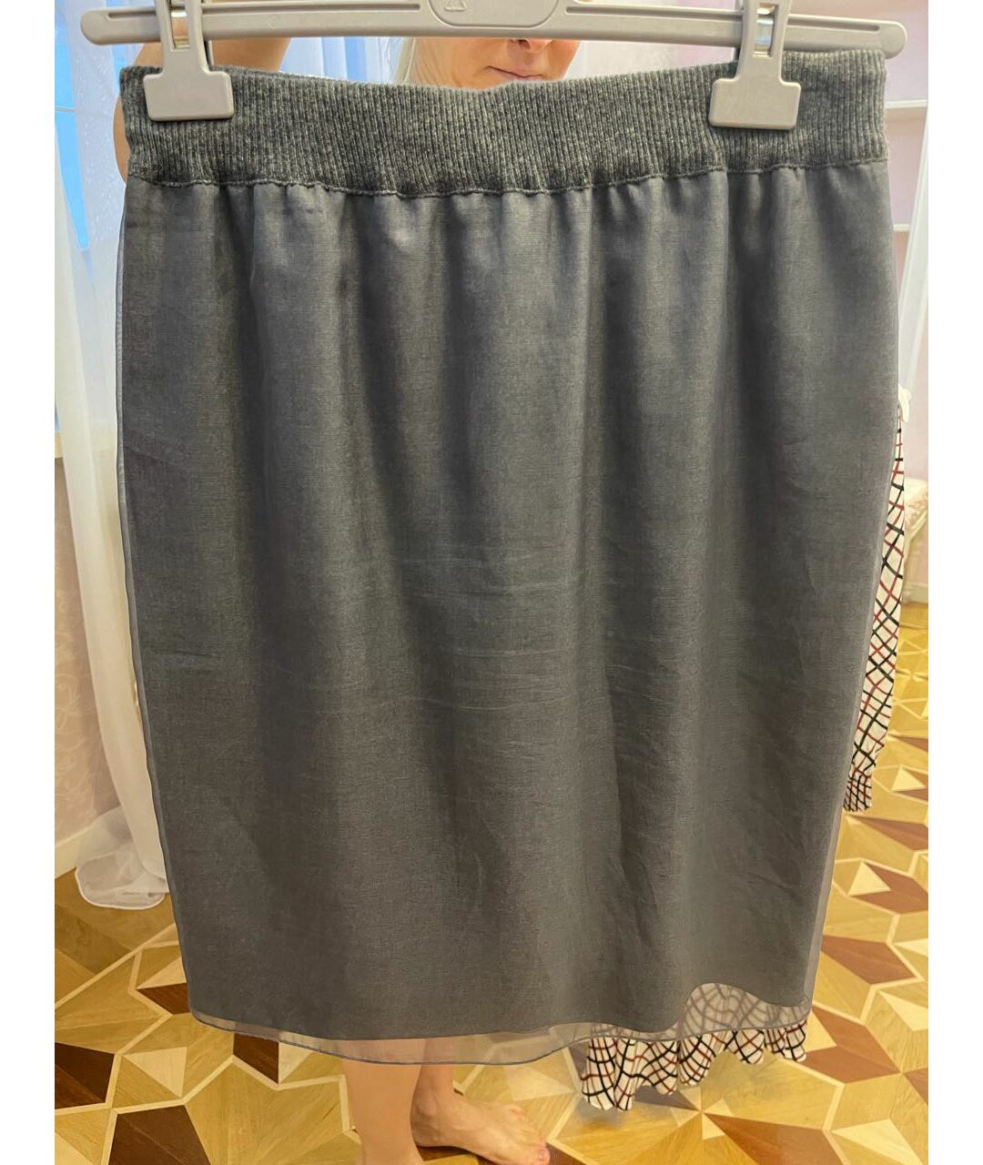 FABIANA FILIPPI Антрацитовая кашемировая юбка миди, фото 2
