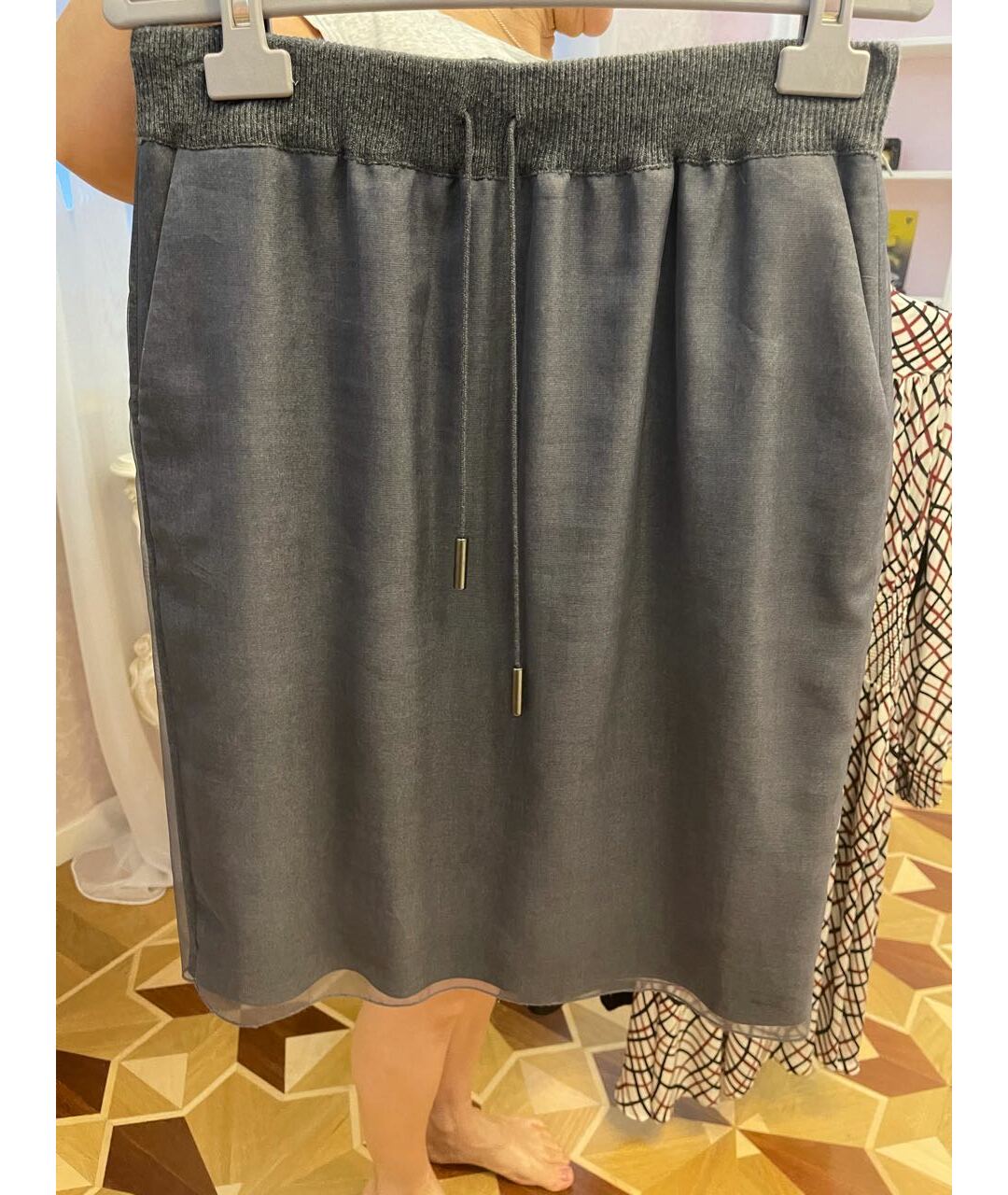 FABIANA FILIPPI Антрацитовая кашемировая юбка миди, фото 7