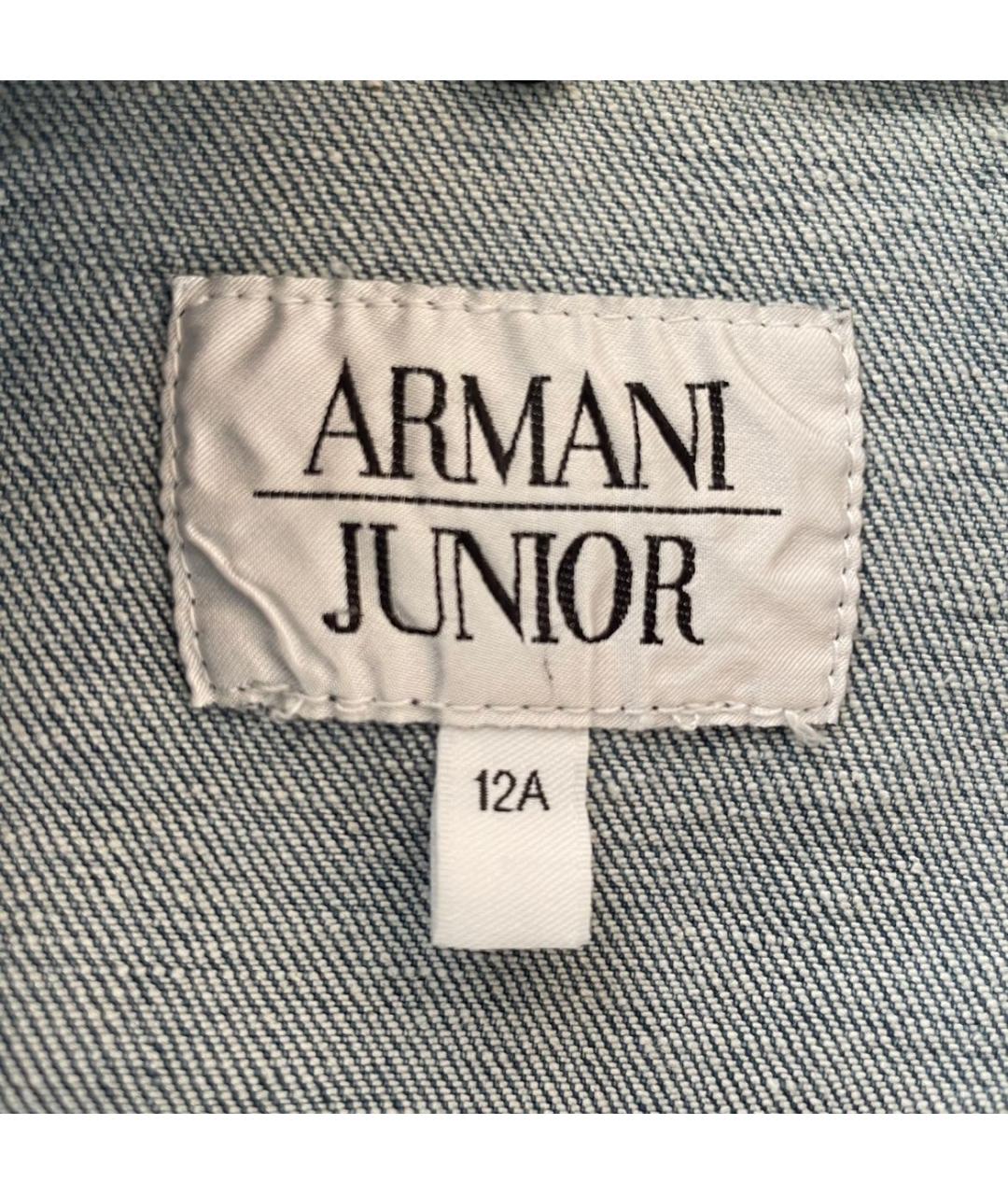 ARMANI JUNIOR Голубая хлопковая детская рубашка, фото 4