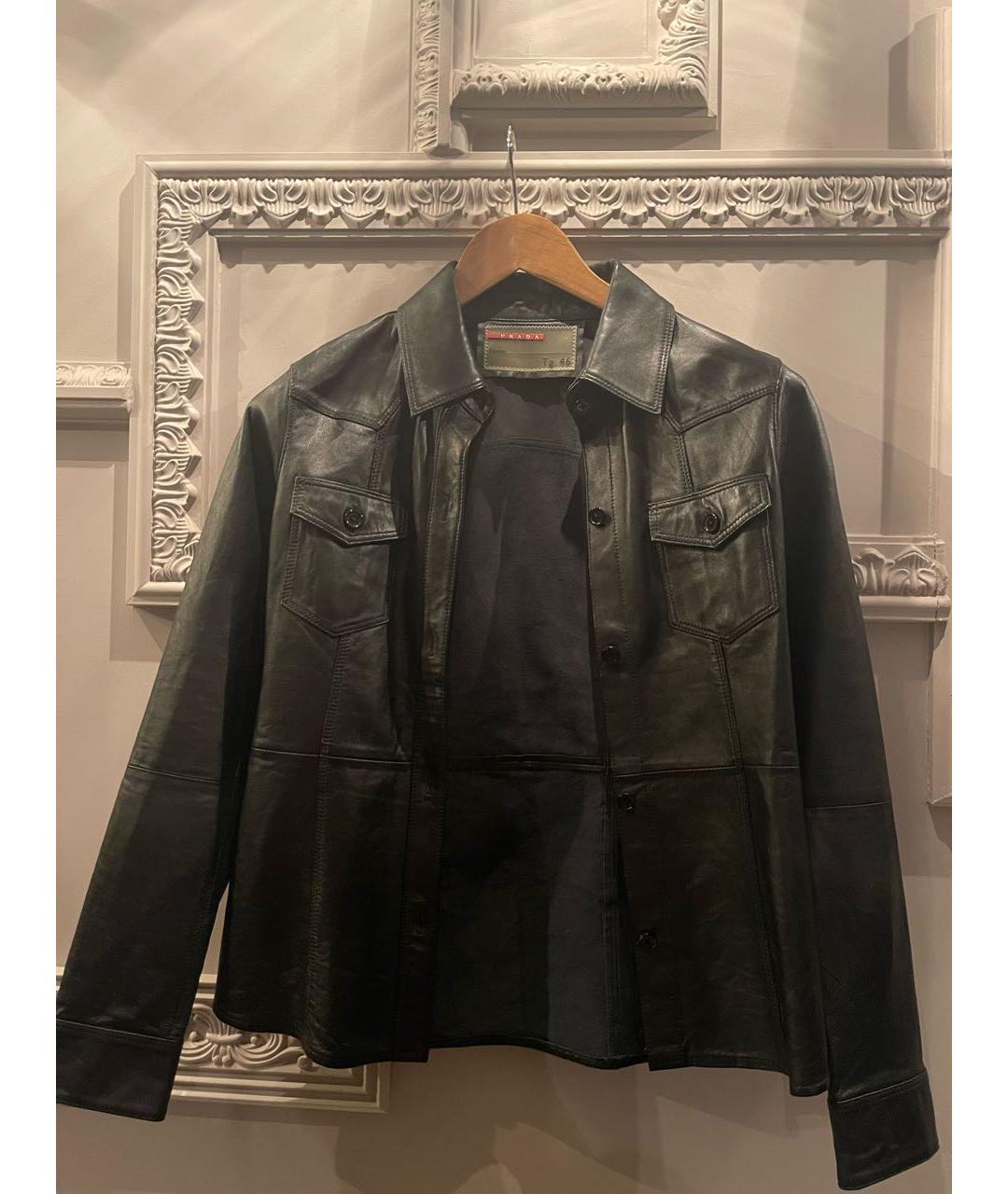 PRADA Черная кожаная рубашка, фото 3