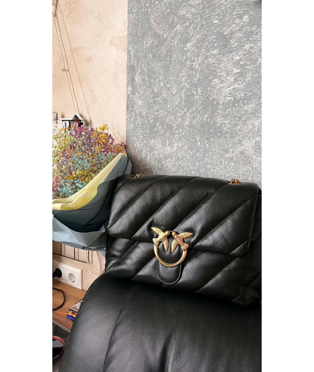 PINKO Черная кожаная сумка через плечо, фото 6