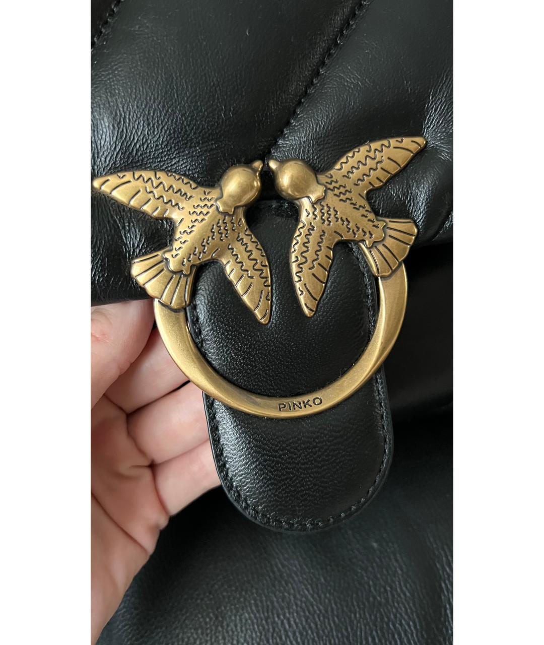 PINKO Черная кожаная сумка через плечо, фото 3
