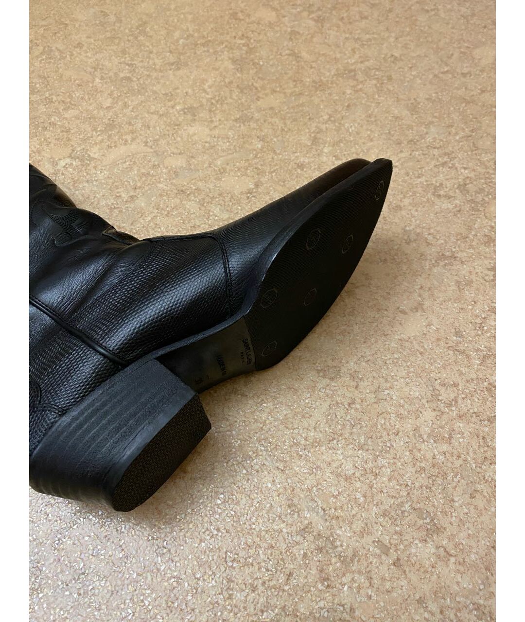 SAINT LAURENT Черные кожаные сапоги, фото 5