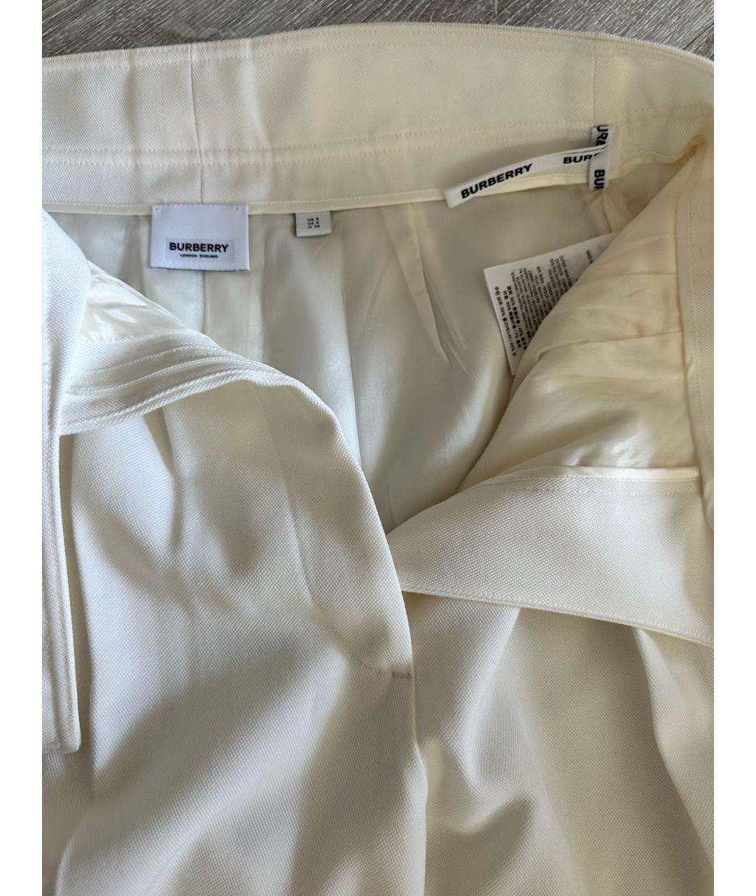 BURBERRY Белые полиэстеровые брюки широкие, фото 4