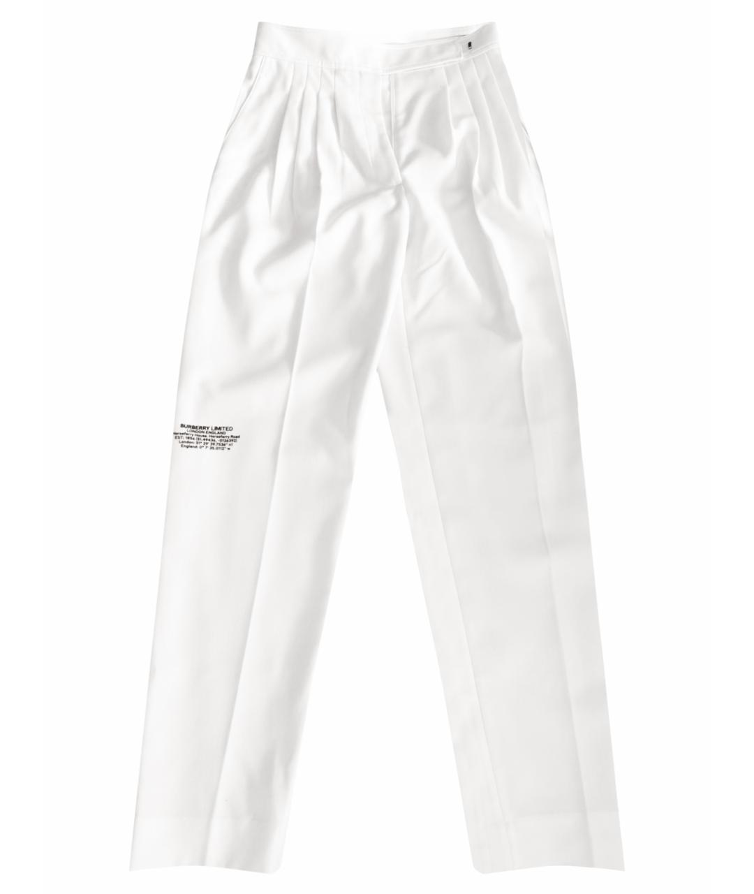 BURBERRY Белые полиэстеровые брюки широкие, фото 1