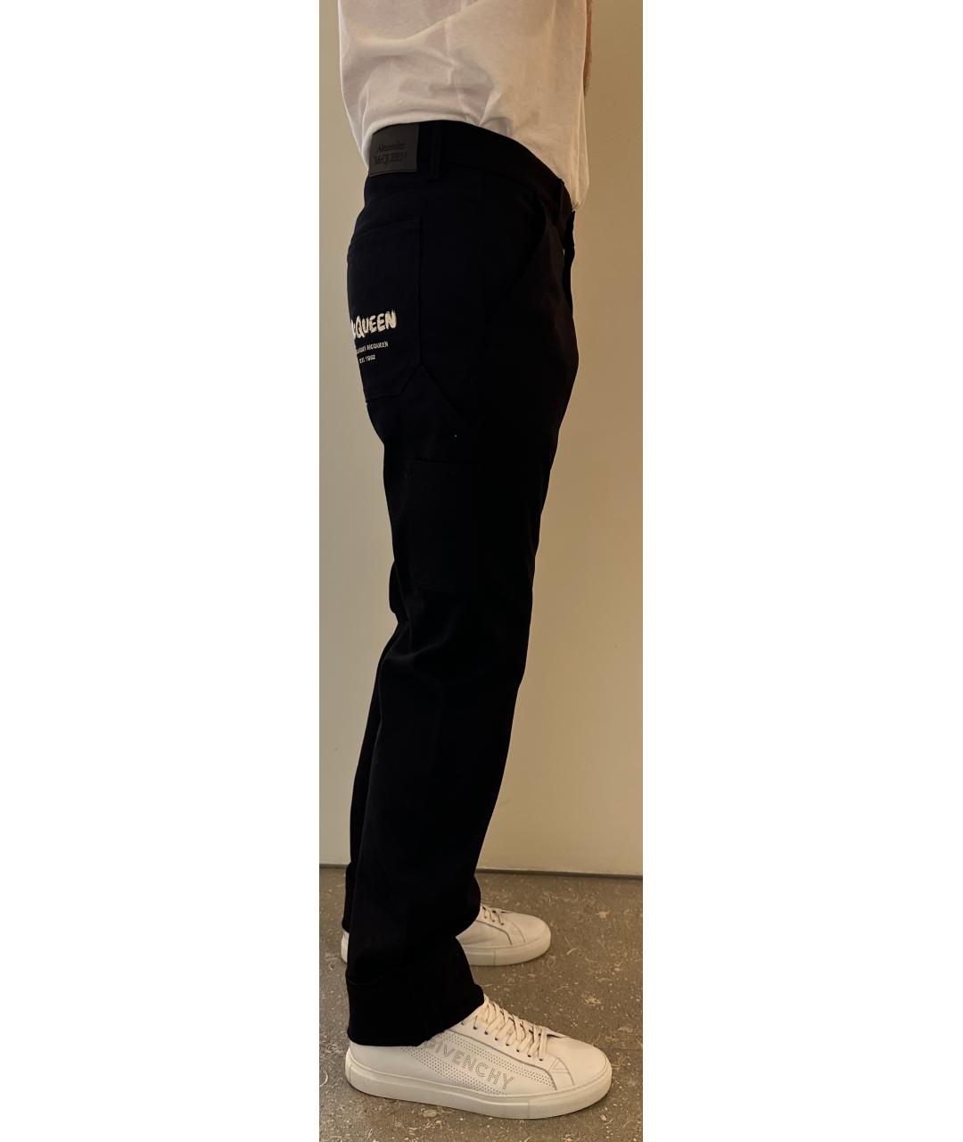 ALEXANDER MCQUEEN Черные хлопко-эластановые прямые джинсы, фото 2