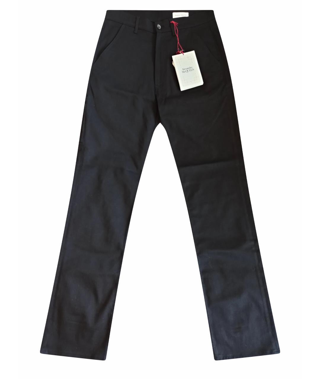 ALEXANDER MCQUEEN Черные хлопко-эластановые прямые джинсы, фото 1