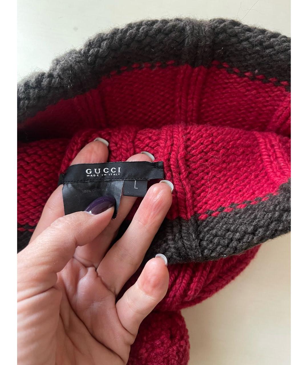GUCCI Красная кашемировая шапка, фото 2