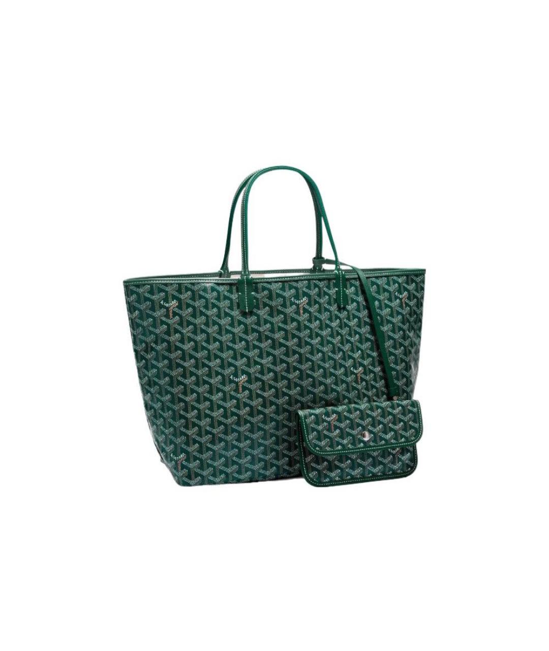 GOYARD Зеленая кожаная сумка тоут, фото 7